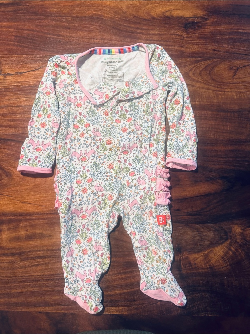 Magnetic Me Pink Floral Footed One-Piece for Baby